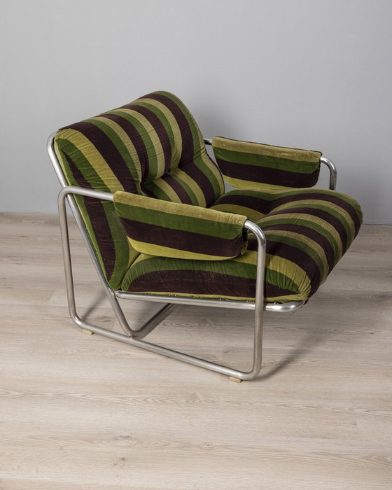 Image 1 of Pair of vintage 70s velvet armchairs designed by G. Faleschini for Mariani