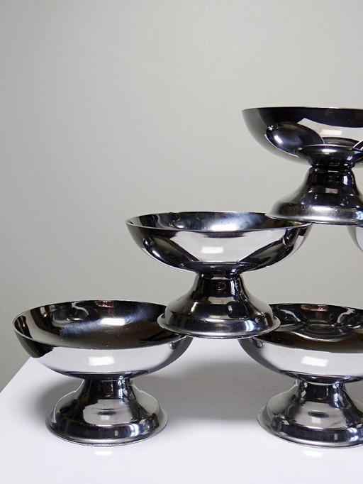 6 Coupelles à dessert sur pieds en Inox vintages style Bistrot