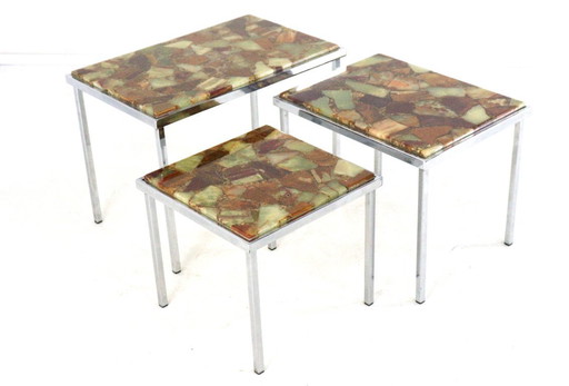 Satz von 3 Verschachtelungstischen Epoxy Hollwood regency vintage