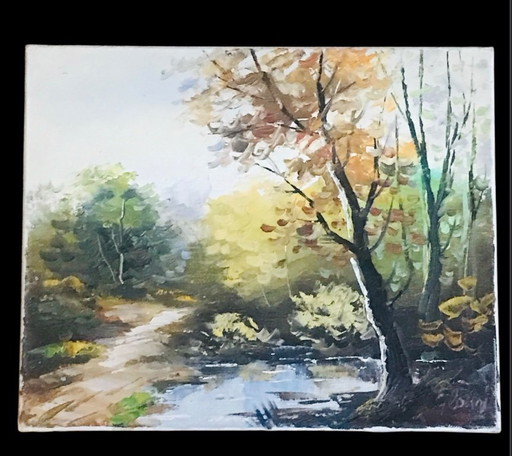 Small oil on canvas "Sous bois