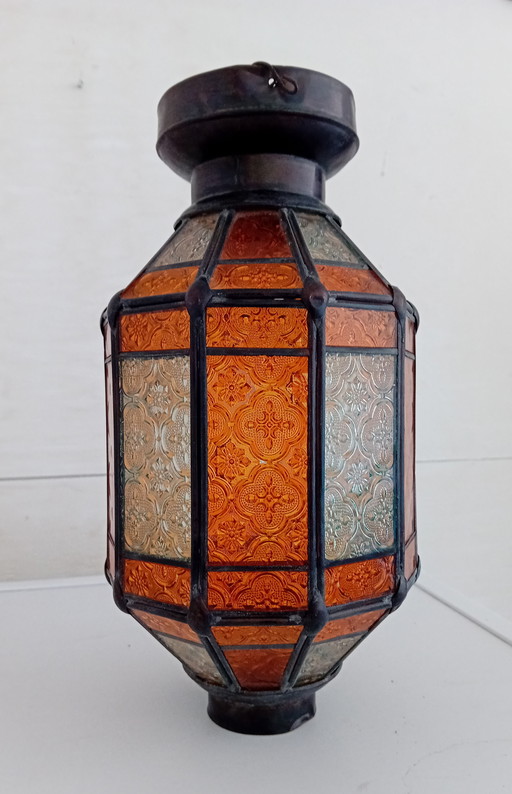 Vintage Glass Leaded Lantern