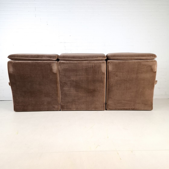 Image 1 of Vintage modular sofa from the 1970s, tufted brown velvet