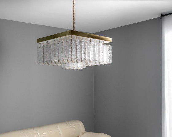 Image 1 of Lampada da soffitto Bohemian in vetro testurizzato e ottone, anni '60