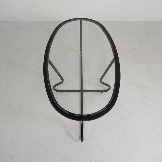 Image 1 of Conjunto de 4 sillones y mesa de centro con estructura tubular de estilo Bauhaus, década de 1950.