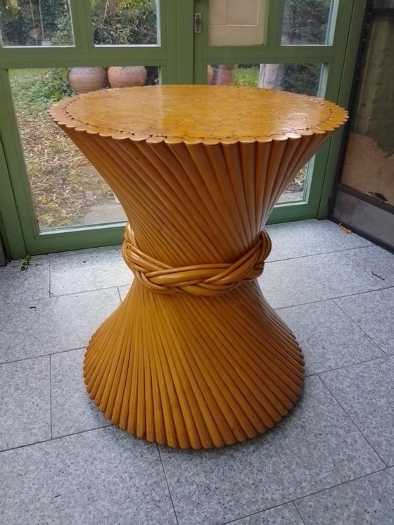 Image 1 of Rattan Bamboo Vintage McGuire table leg