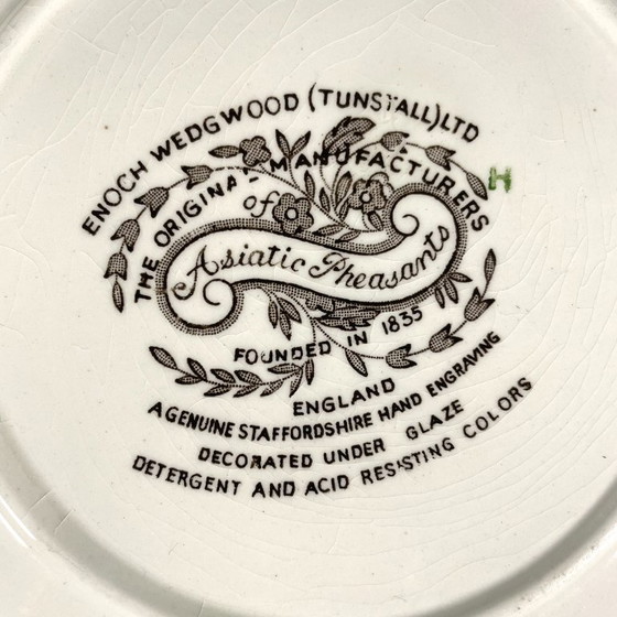 Image 1 of Beurrier en céramique blanche et brune Wedgwood Faisans