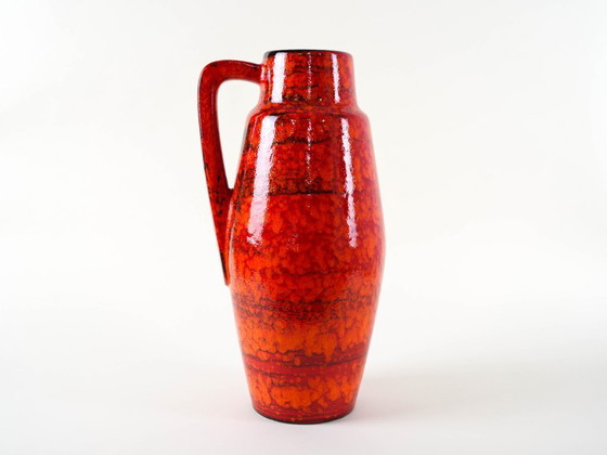 Image 1 of Red ceramic vase, German design, 1960s, made in West Germany