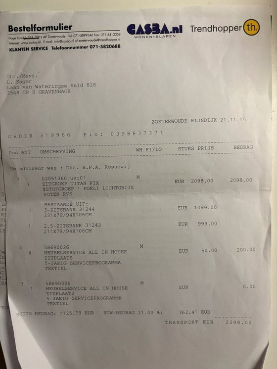 Image 1 of Divano 3 posti Titan di Henders & Hazel in tessuto grigio chiaro (Forlì)