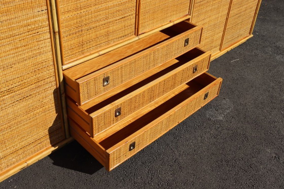 Large rattan and bamboo wardrobe by Dal Vera Italy, Gold (photo 9 of 10)