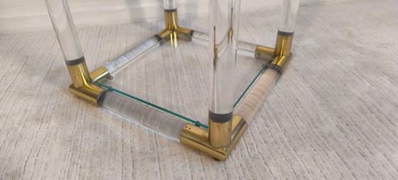 Image 1 of 😍✨ Excepcional soporte de columna de Charles Hollis Jones en Lucite y latón, década de 1970 ✨😍