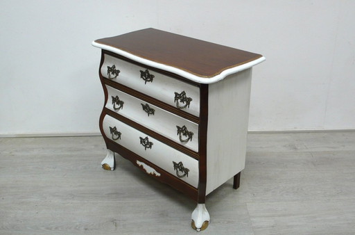 Small chest of drawers walnut + shabby white, English antique style