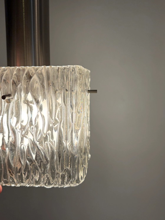 Lampada a sospensione vintage in vetro ghiaccio di J.T. Kalmar – Lampade a sospensione, Aluminium, Chrome (photo 2 of 5)