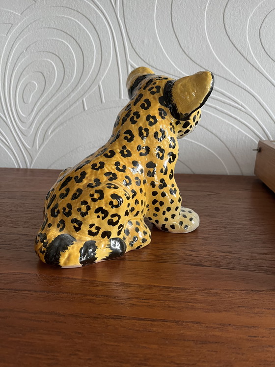 Image 1 of Set of 2 Italian Vintage Hand-Painted Ceramic Tigers