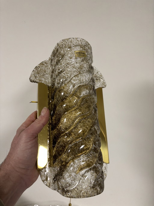 ¡Nuevo en caja! Juego de 2 lámparas de pared Kaiser Leuchten (modelo 11-1560-2111), cristal de Murano texturizado.