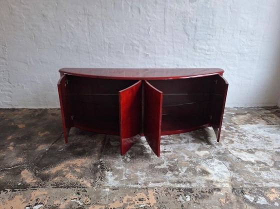 Italiaans bol dressoir in gelakt perkament van Aldo Tura – Leather (photo 16 of 16)