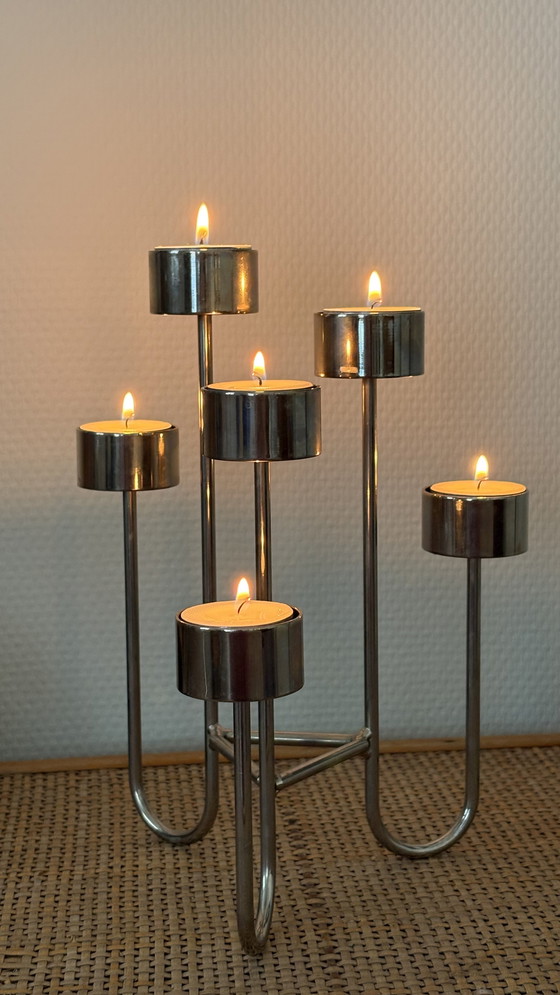 Image 1 of Tommy Larsen Design of Denmark Chandelier en acier inoxydable chromé Design danois