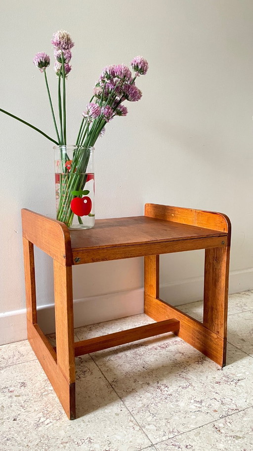Geometric Wooden Low Table Vintage Honey