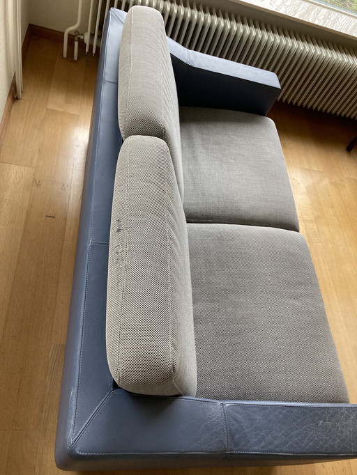 Leolux Cuno 2-Sitzer Sofa Leder mit Stoff