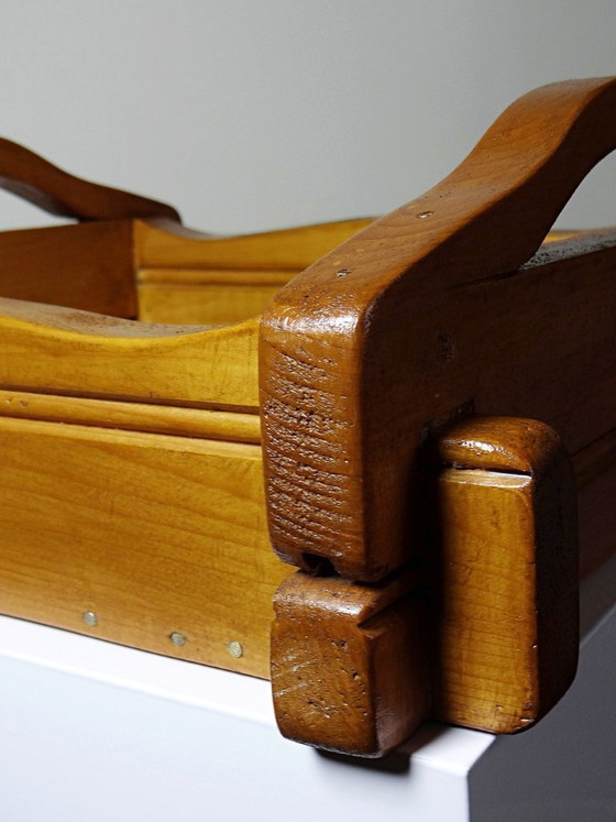 Image 1 of Solid wood tray with handles, handcrafted, rustic style, 1960s-70s