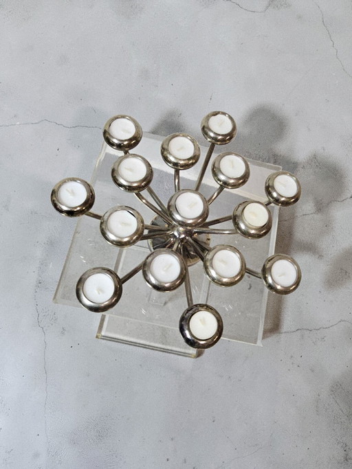 Fink MANUFAKTUR Kandelaar Theelichthouder SHORTLIGHT 15-vlams verzilverd