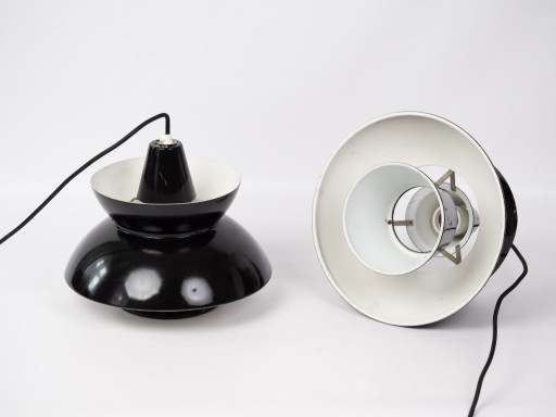Coppia di 2 lampade vintage danesi in stile Doo Wop, di Henning Klok e Louis Poulsen, anni '50. – hanglampen (photo 2 of 20)