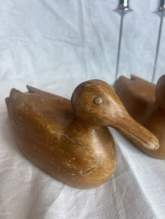 Image 1 of Houten vintage eenden koppel lokeend prachtig mooi huwelijkscadeau handgemaakt