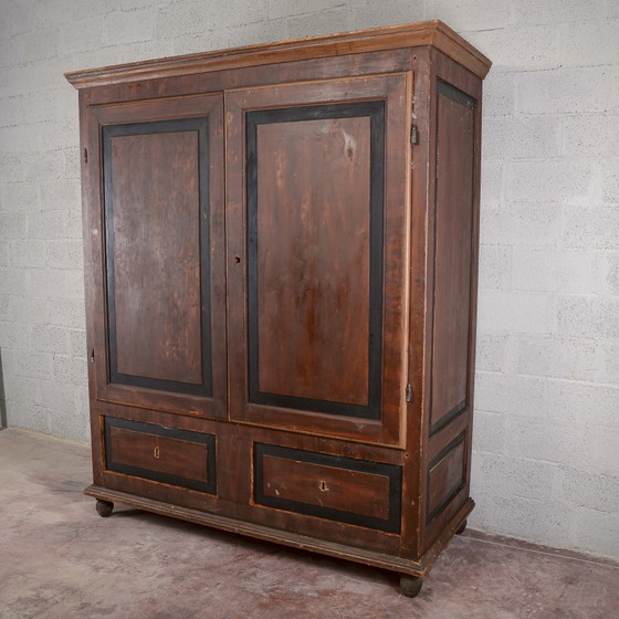 Mobile dipinto marrone italiano del XIX secolo con cornici nere – Armadi, Legno, Rustic (photo 4 of 14)