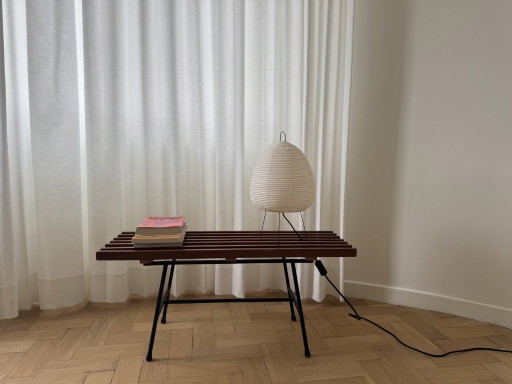 Italian wood slatted minimalist bench, 1960s