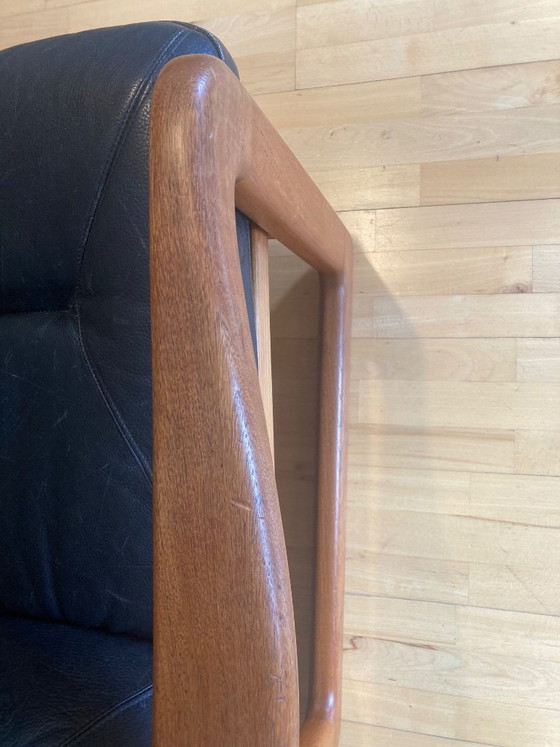 Image 1 of Dänisches Mid-Century 2-Sitzer Teak & Leder Sofa von EMC Møbler, 1970er/Mid-Century Modern Danish 2-Seater 
