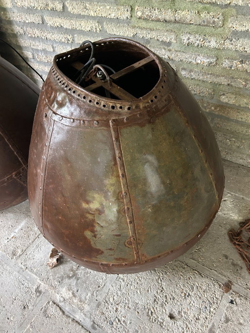 Unique copper (colored) large designer lamps (2 pieces) – hanglampen (photo 2 of 5)