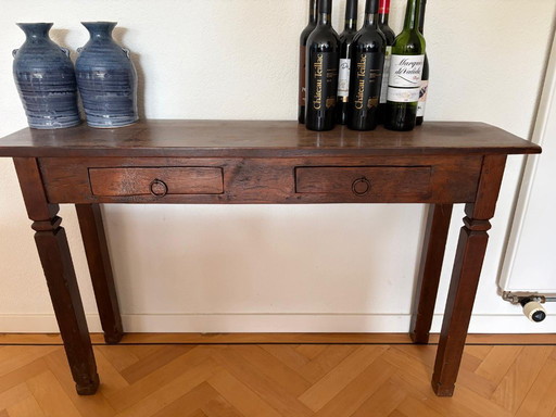 Massief houtensidetable / wandtafel - landelijk - 2 laden
