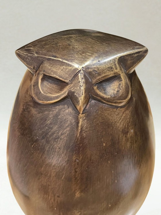 Image 1 of Bronzeskulptur – Stilisierte Eule – Modernistisches Design – 24 cm