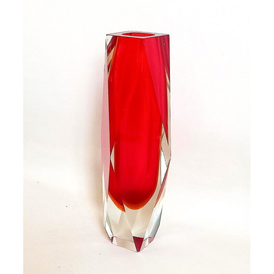 Image 1 of Facettierte Vase aus Muranoglas von Luigi Mandruzzo, Italien 1960