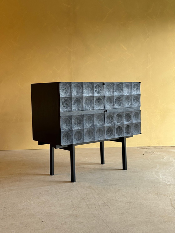 Image 1 of Brutalist Bar Cabinet in Black Stained Oak by J. Batenburg for MI Belgium