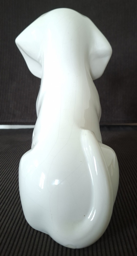 Image 1 of Vintage Italian Ceramic Dachshund – 1980s – White Glaze (22cm)