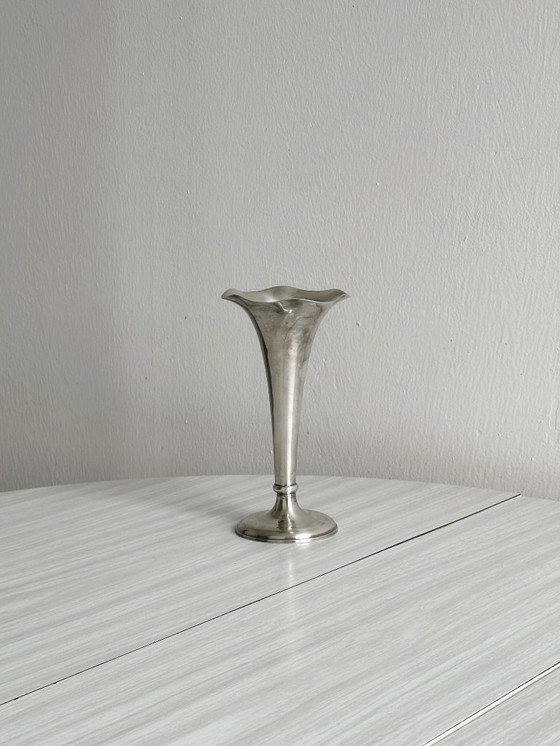 Image 1 of soliflore vase in patinated silver-plated metal