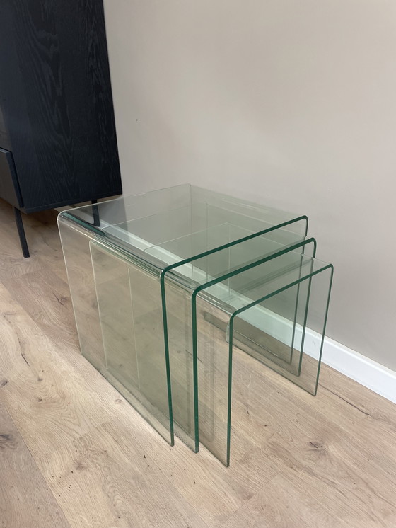 Image 1 of Vintage Set Of 3 Glass Coffee Tables