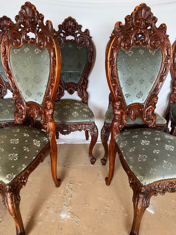 6 sedie da pranzo barocche – Tessile, Legno (photo 6 of 9)