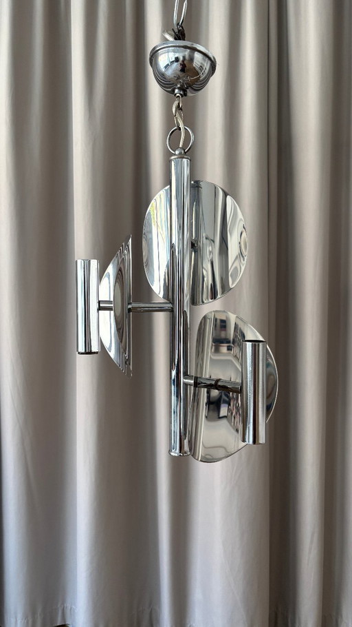 1970s Space Age chrome chandelier – 3 lights – hanglampen, Aluminium (photo 2 of 12)