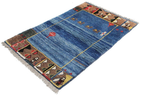 Image 1 of Original Perserteppich Gabbeh Ghashghai Orientteppich 142 cm x 99 cm Alt Natur