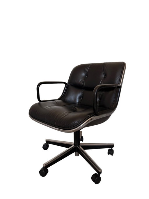 Authentic Charles Pollock Executive Desk Chair for Knoll - Black Leather