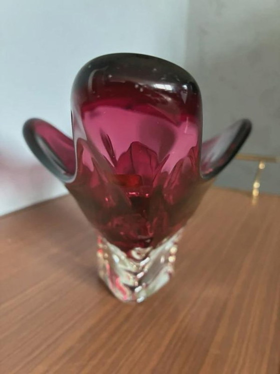 Coupe centre de table en verre d'art de Murano, rouge rubis, Italie, années 1970, Murano Glass (photo 6 sur 8)