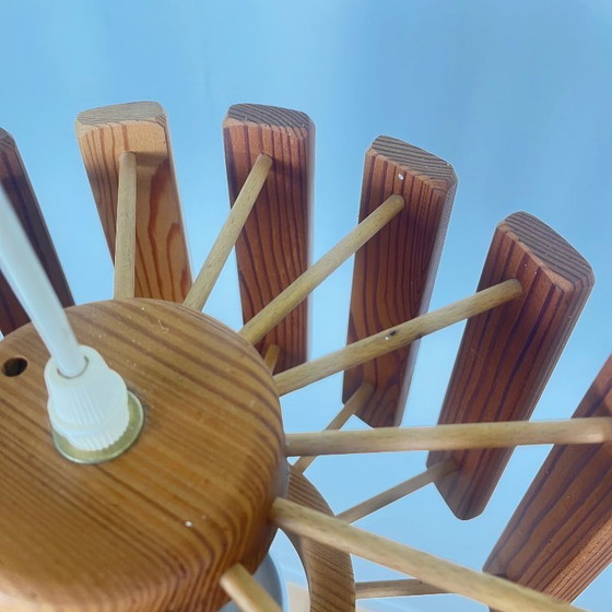 Image 1 of Pendelleuchte aus Kiefernholz im skandinavischen Midcentury-Stil, 1970er Jahre