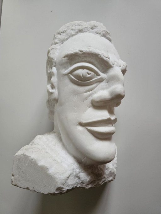 Man's head, white Carrara marble 2022