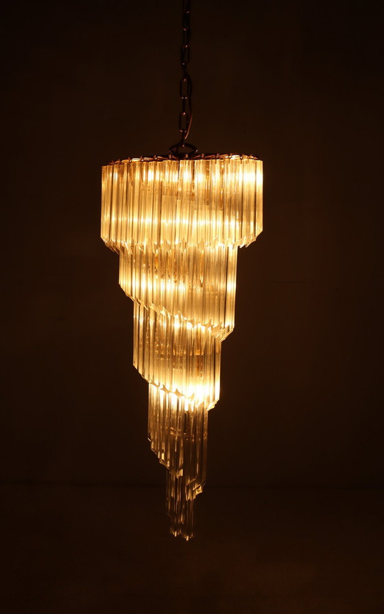 Image 1 of  Gran araña/lámpara de techo de Paolo Venini, cascada, cristal de Murano, Italia, años 70