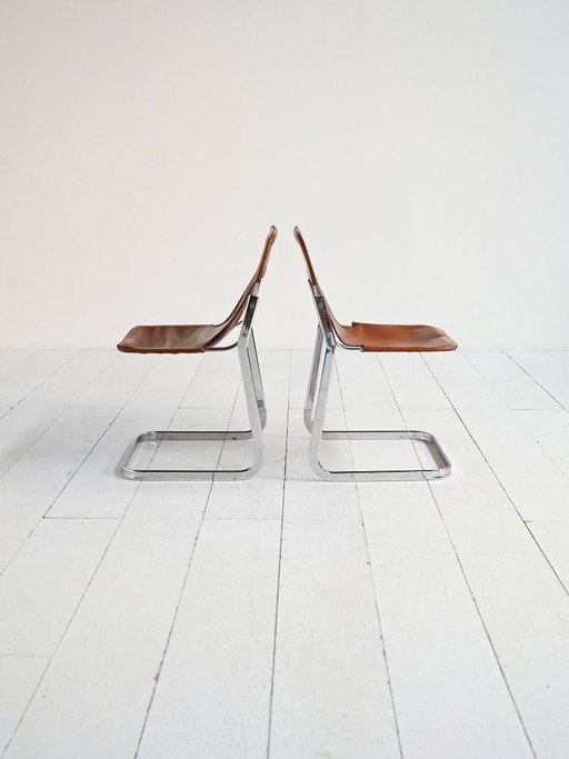Ensemble de 2 chaises attribuées à Willy Rizzo pour Cidue, années 1970