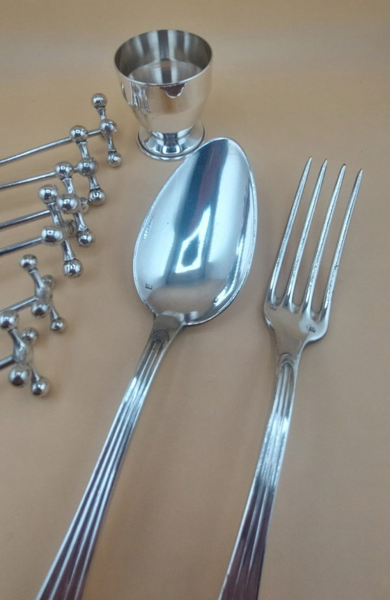 Image 1 of Lot verzilverd oa couvert  messenleggers  eierdopje. 