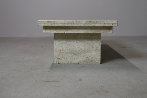Table basse vintage en travertin, Italie, années 1970