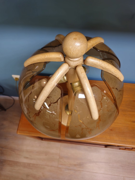 Image 1 of Vintage Table Lamp Desk Lamp Wood Glass Brass