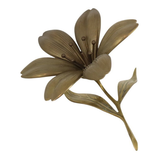 Posacenere con scultura a forma di giglio in ottone, stile metà secolo. – decoratieve objecten, Brass
